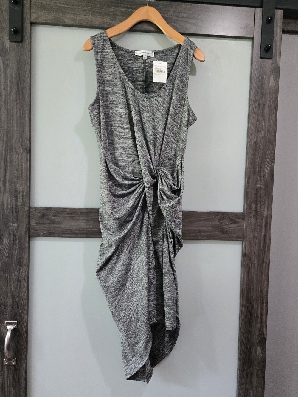The Vanity Room NWT Gray Twist Front Asymmetrical Dress Large